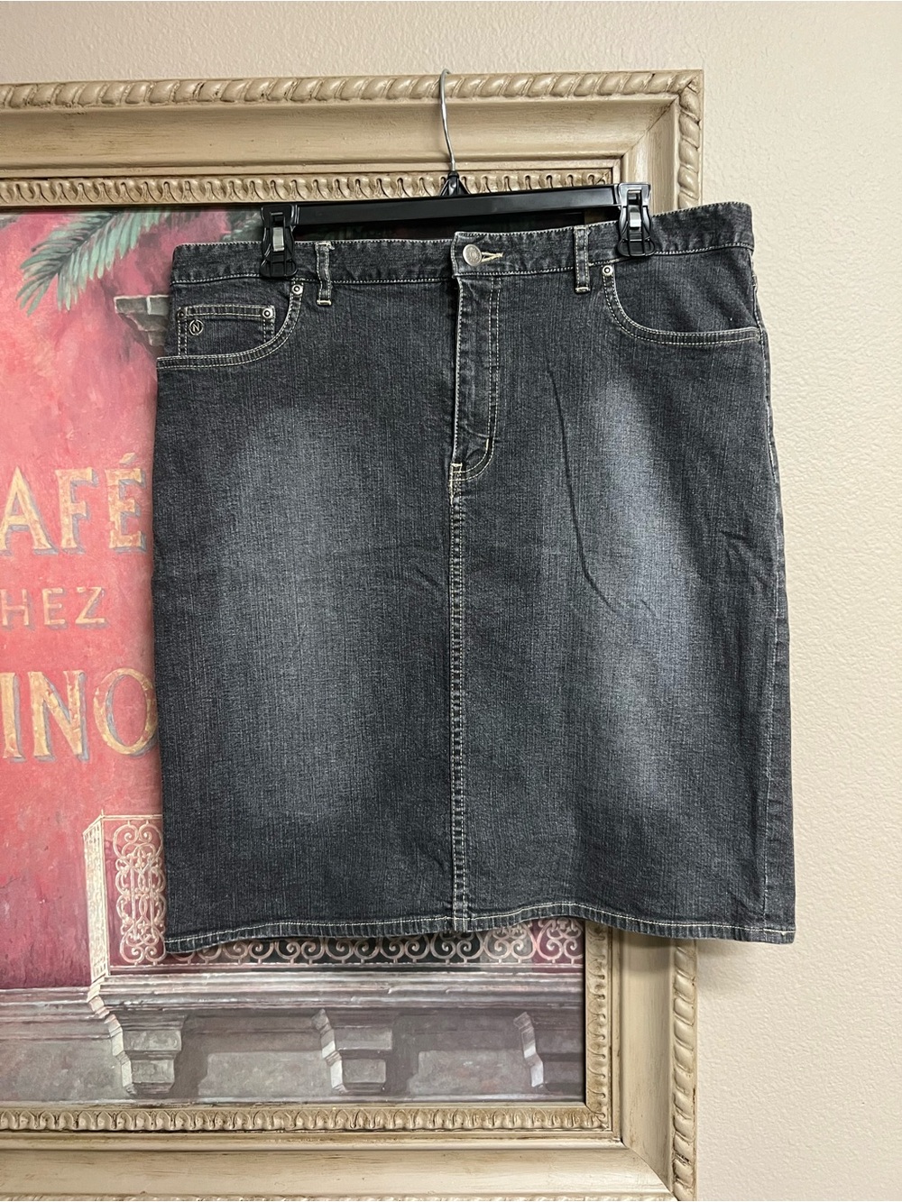 Nautica Black Washed Denim Skirt